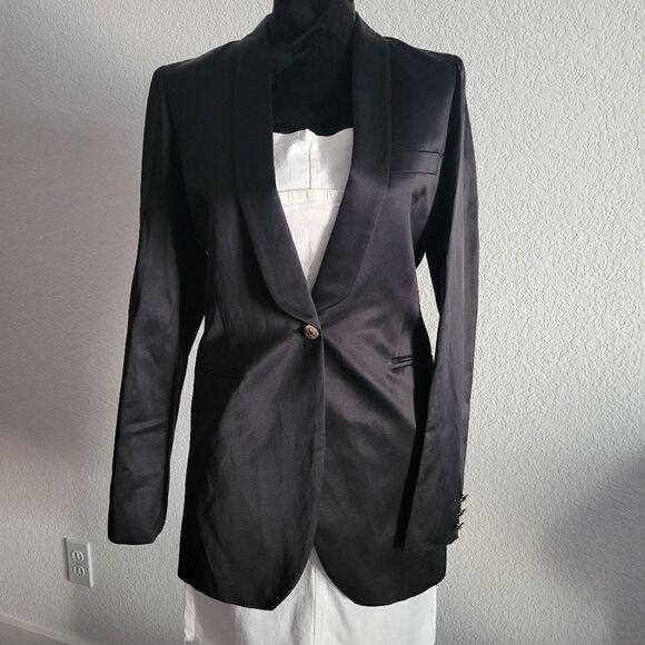 NEW AMEN Couture satin black blazer 6 S - Picture 5 of 15